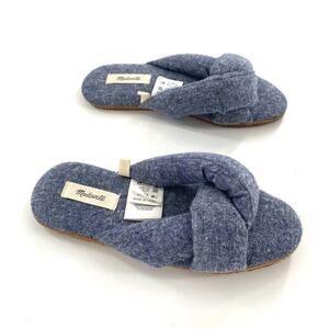 Madewell Chambray Crisscross Slippers Womens‎ Sz 5 Blue Cotton